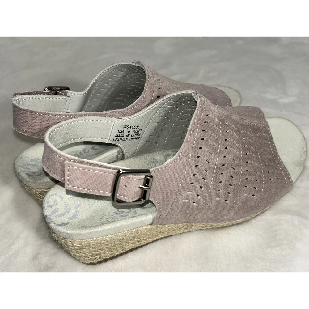 Size 6 X-Wide Propét Women's‎ Marlo Espadrille Wedge Sandal, Pink Blush